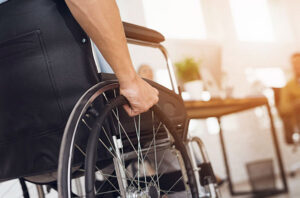a man sitting on wheelchair